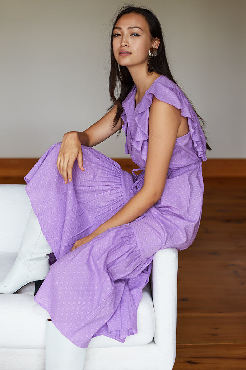 Chandra Dress - Lavender Swiss Dot Organic