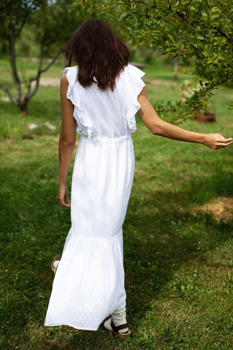 Chandra Dress - White Swiss Dot Organic
