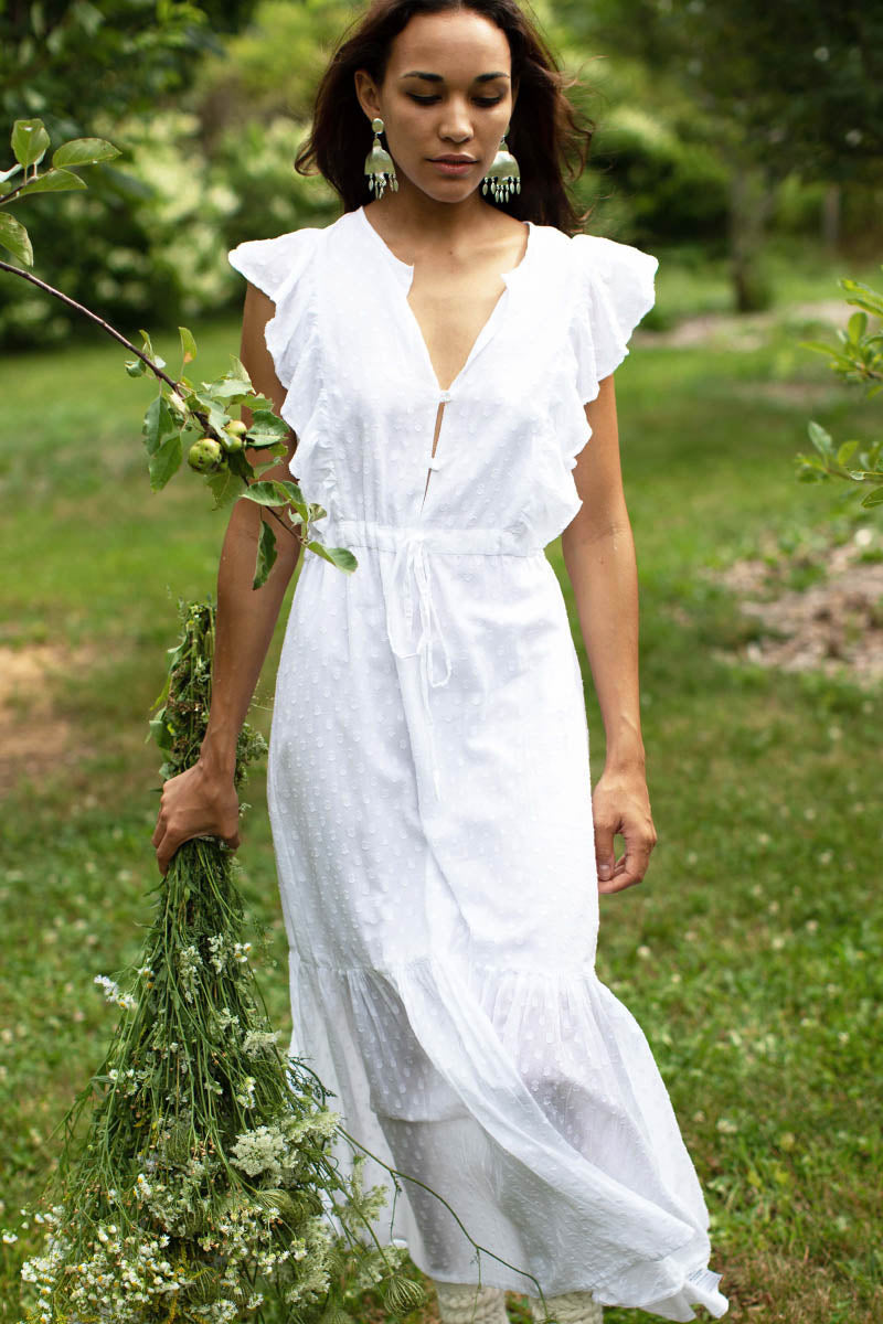 Chandra Dress - White Swiss Dot Organic