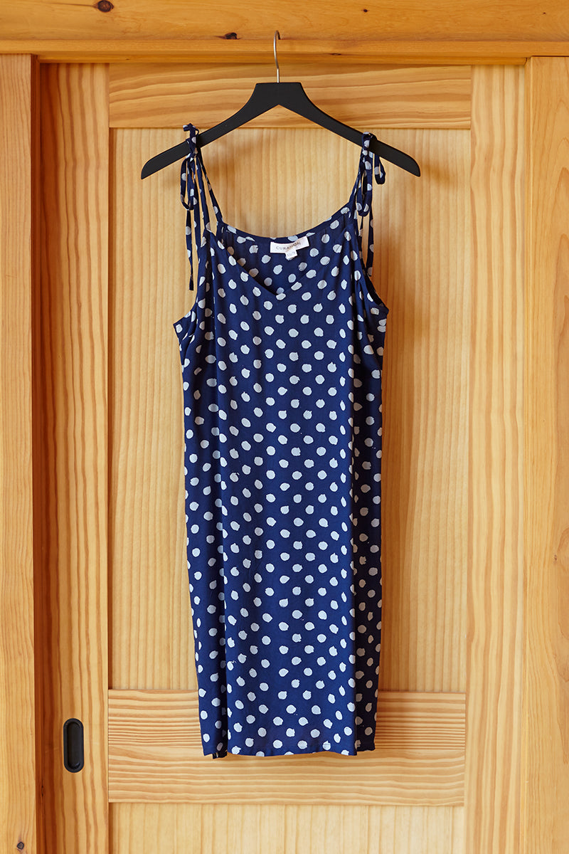 Summer Sundress - Indigo Dots