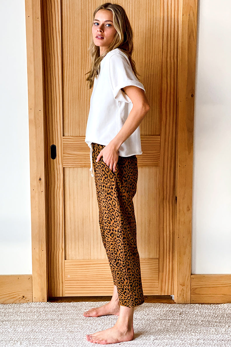 Drawstring Pant - Vintage Leopard Organic