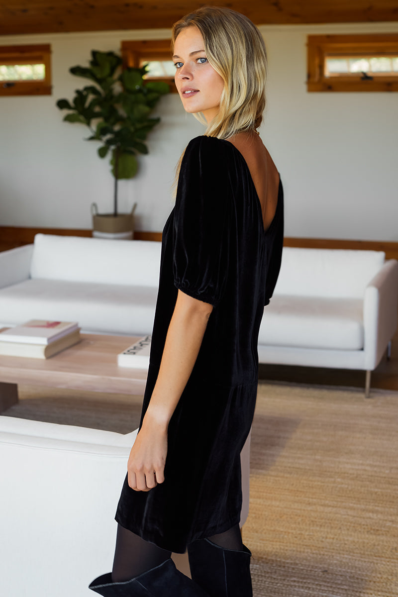 Elle Dress - Black Silk Velvet Elle Dress - Black Silk Velvet