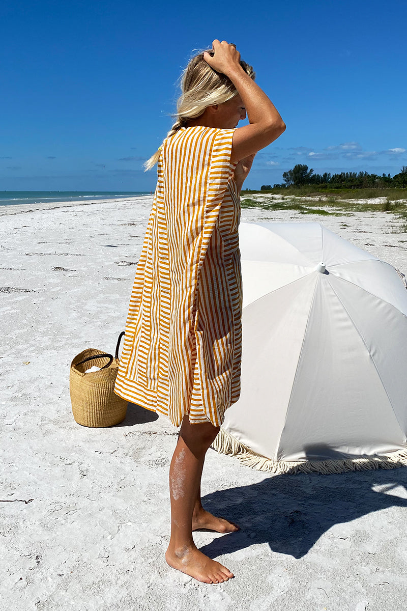 Emerson Short Caftan - Marigold Stripe Organic