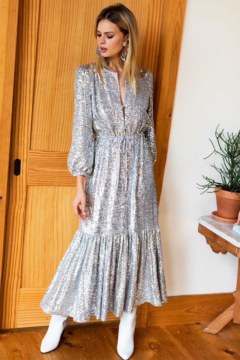 Frances Dress - Silver Sequin