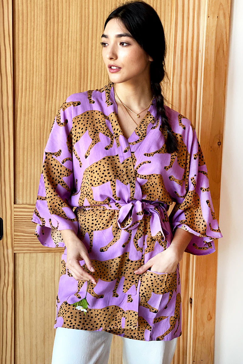 Fete Kimono - Cheetah Lavendula