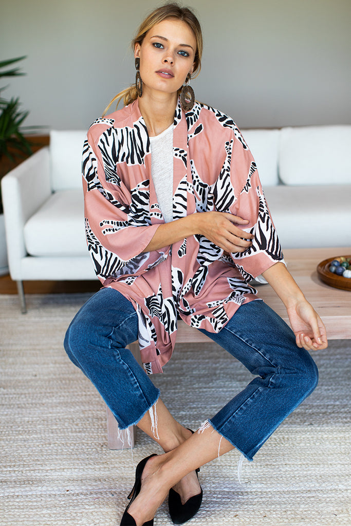 Fete Kimono - Zebra Muted Clay - Emerson Fry