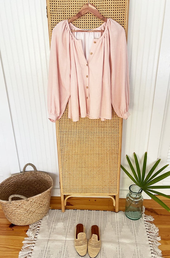 Frances Blouse - Shell Pink Linen - Emerson Fry