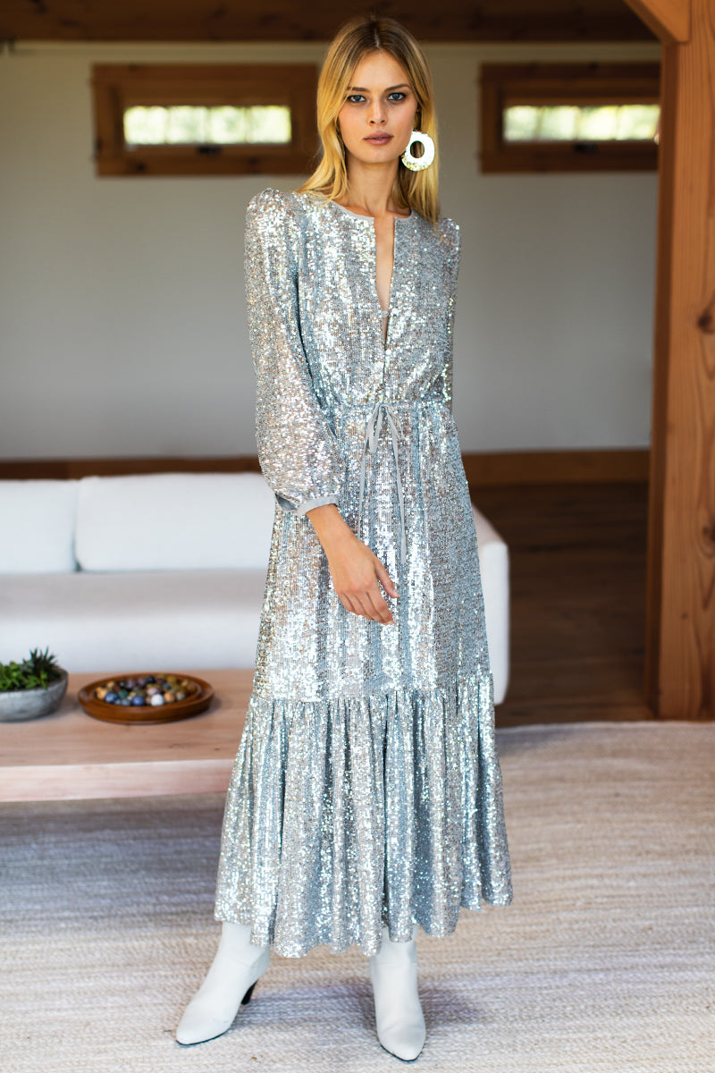 Frances Dress - Silver Sequin