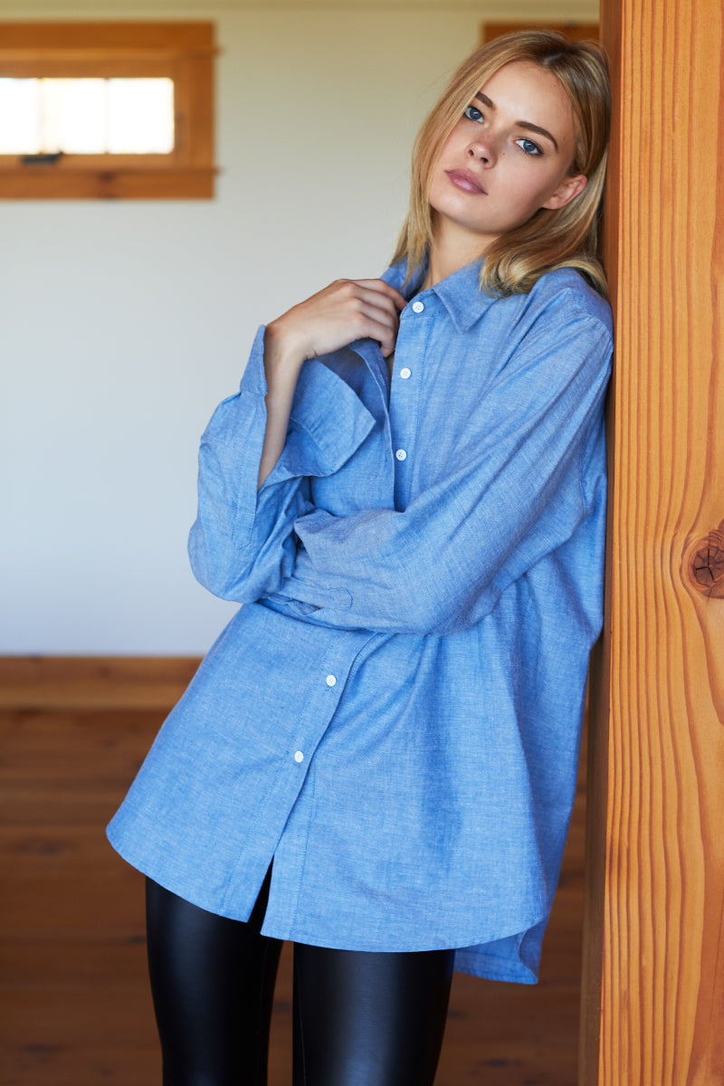 Emerson Button Front - Blue Chambray