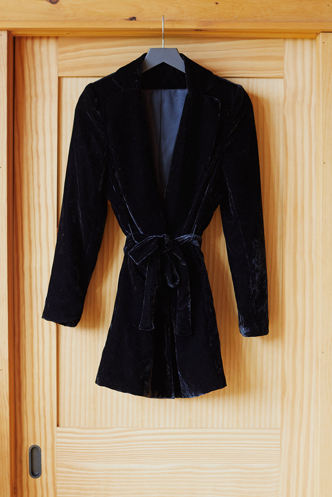 Long Jacket Black Velvet Emerson Fry