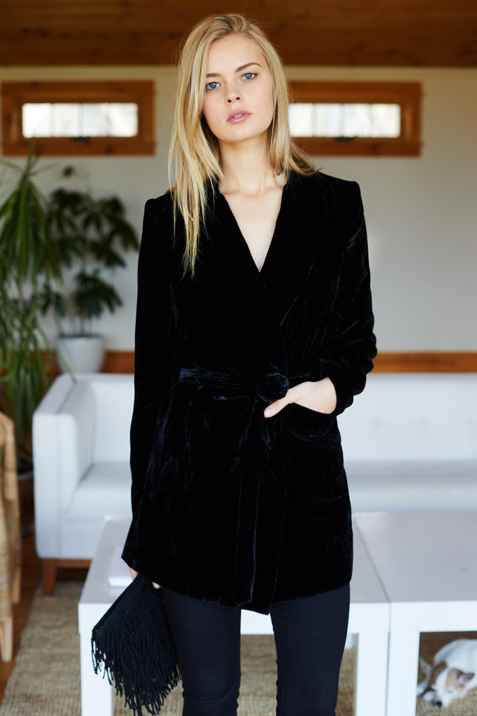 Long Jacket Black Velvet Emerson Fry