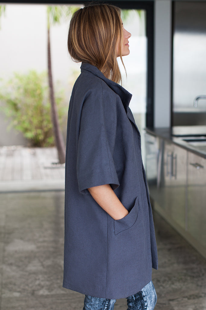 Topper Coat Charcoal Linen Emerson Fry