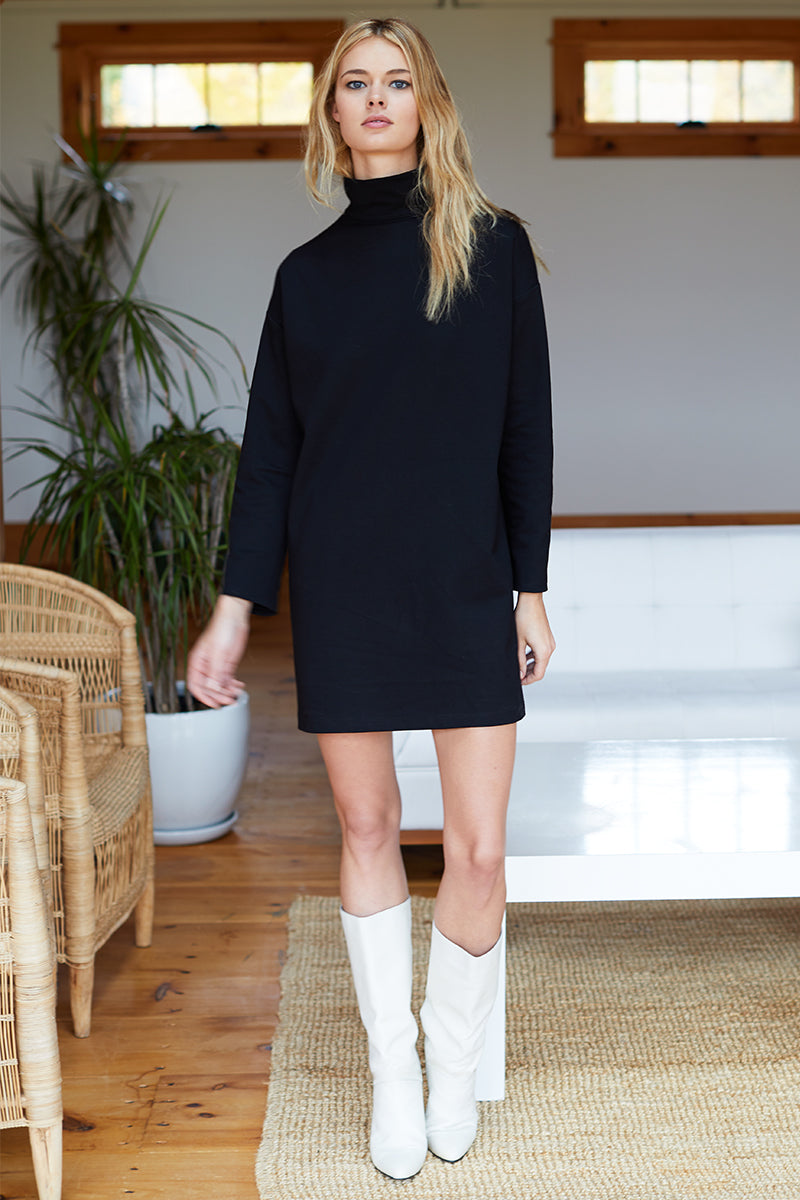 Edie Turtleneck Dress - Black Ponte L Edie Turtleneck Dress - Black Ponte L