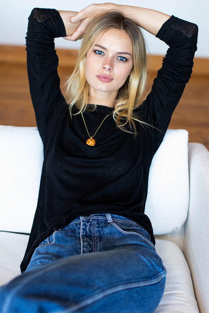 Emerson Crewneck Black Linen Emerson Fry