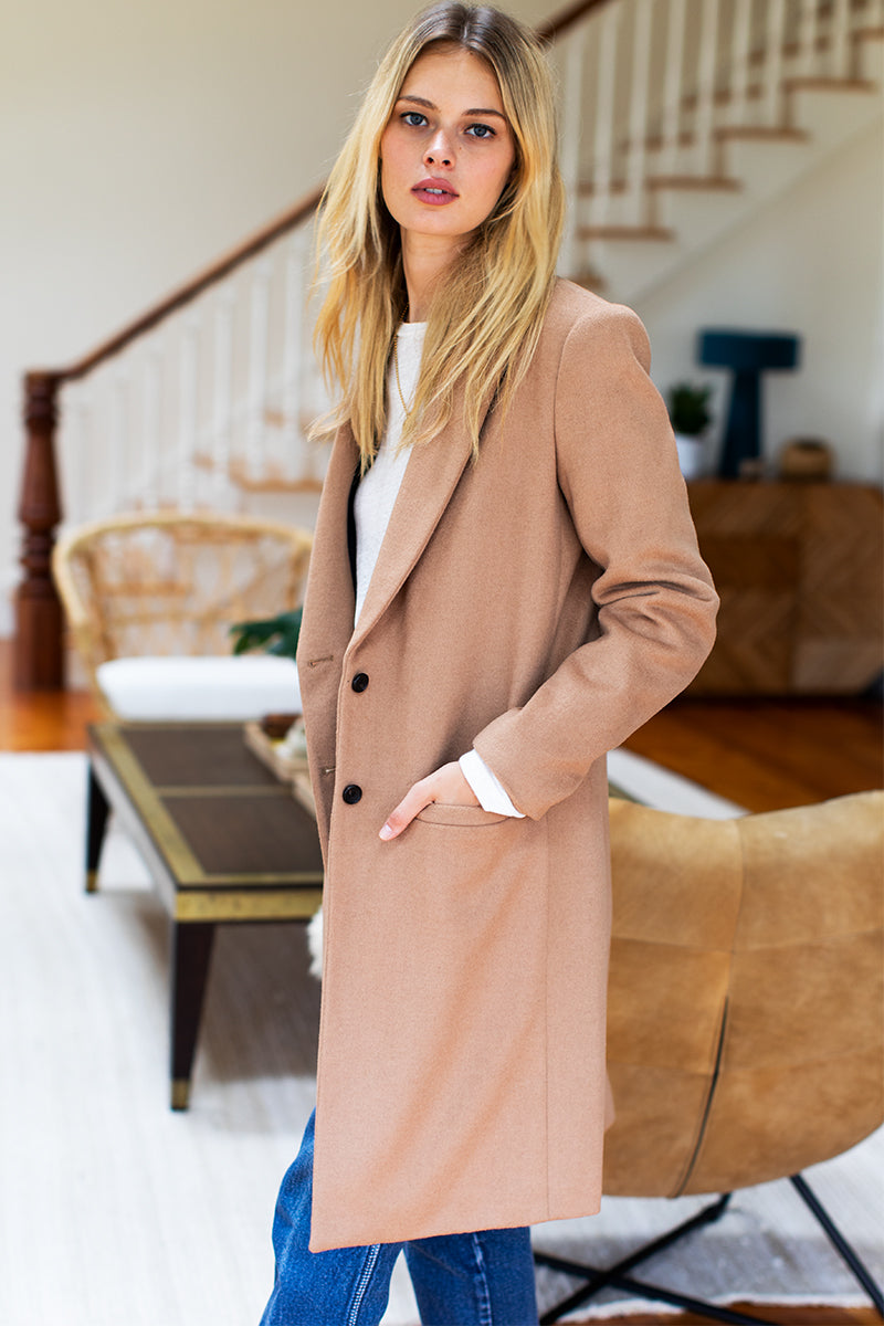 Tailored Coat - Camel Wool Cashmere Fry - Emerson