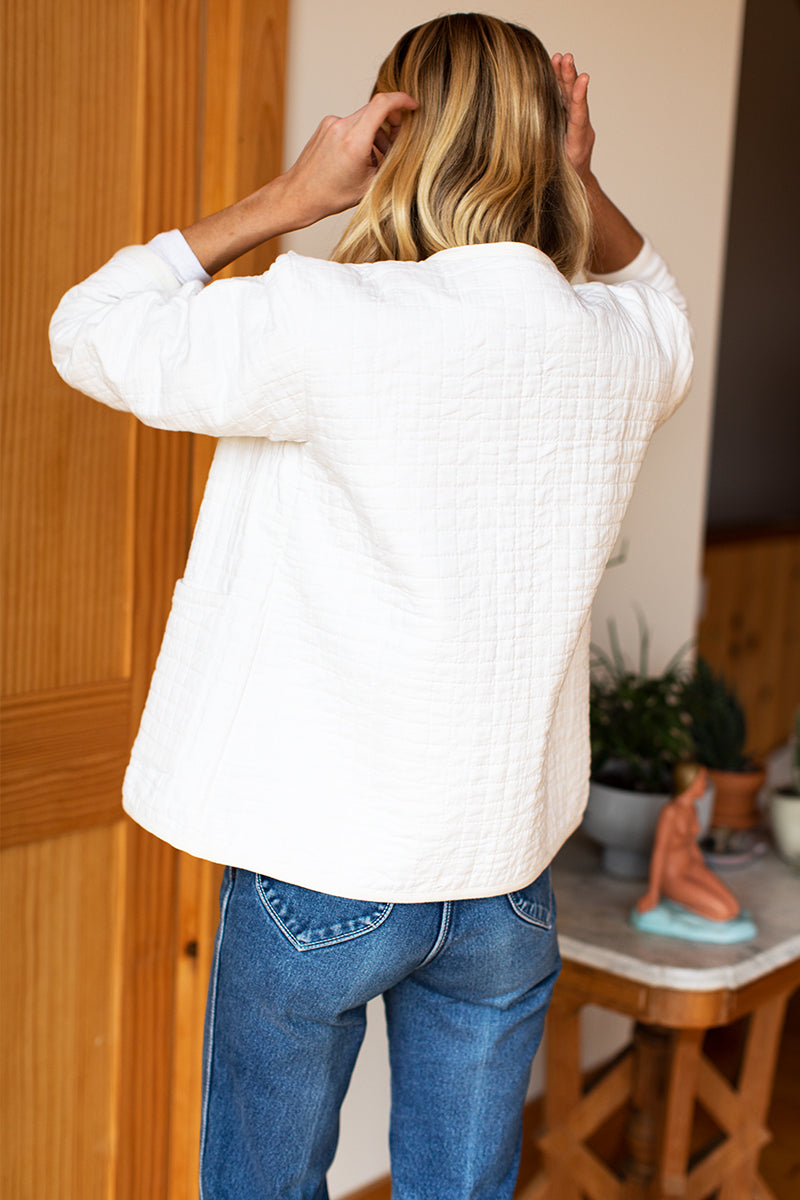 India Quilted Jacket - Cloud White Organic