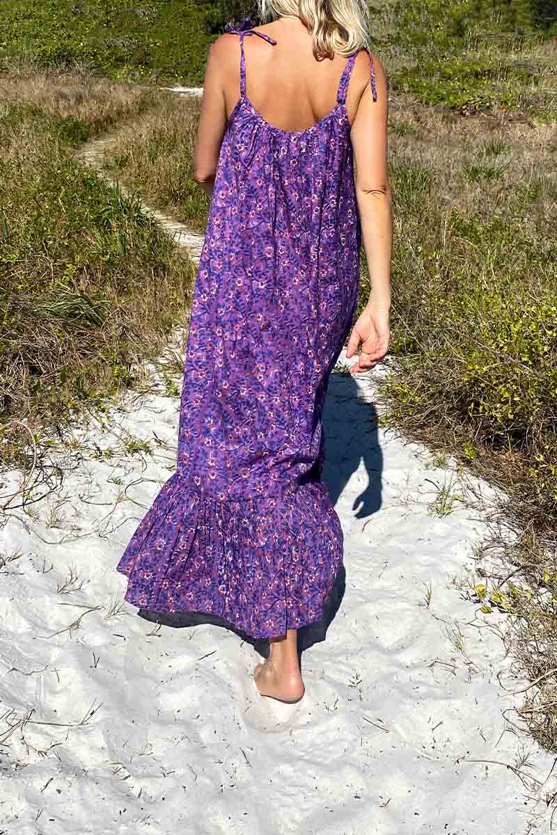 India Sundress - Violet Wildflower Organic