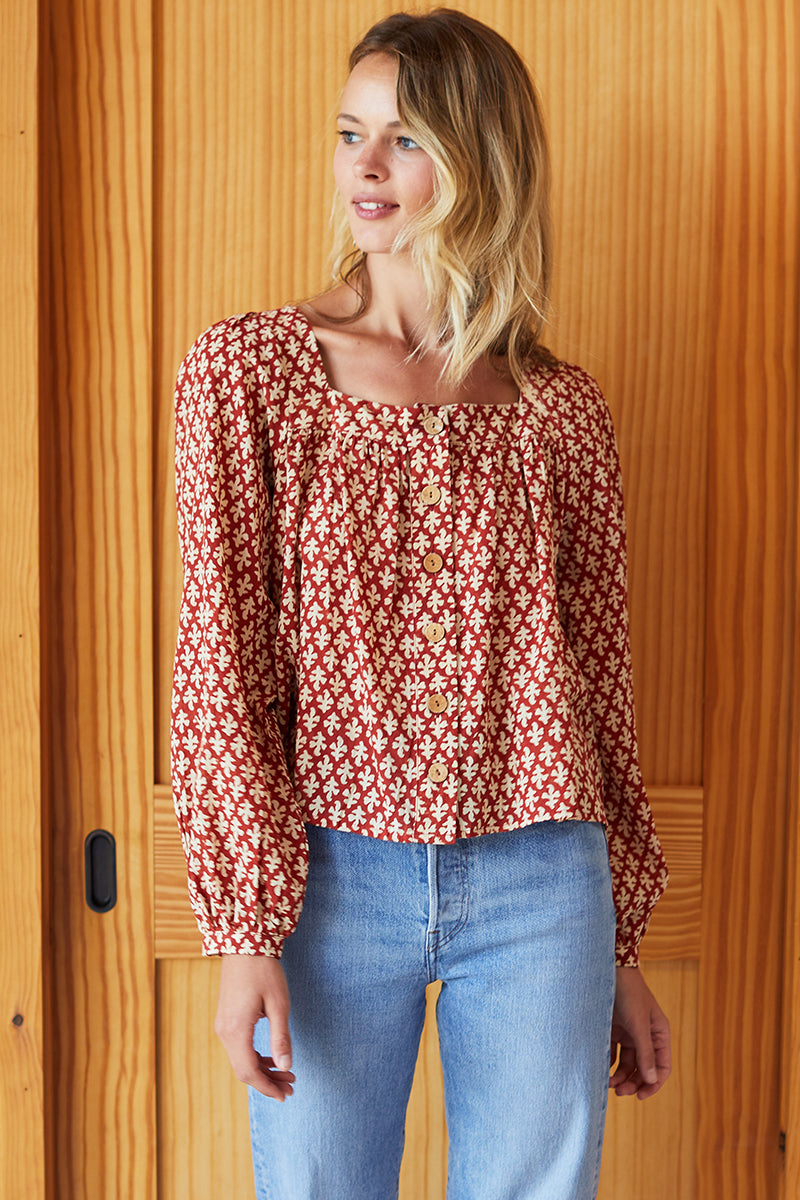 Laurent Blouse - August Flowers Clay Organic