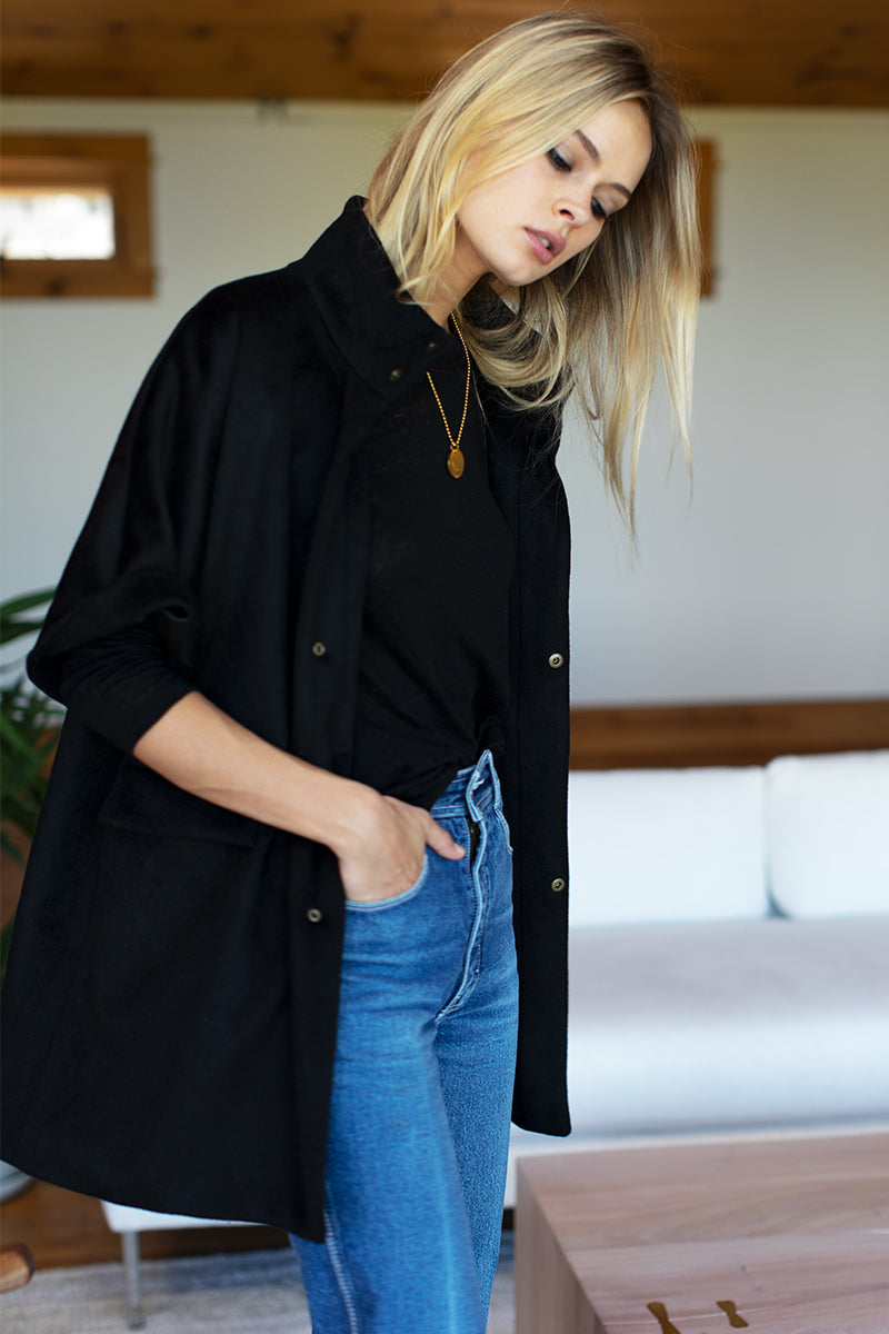 Layering Jacket - Black Wool Cashmere