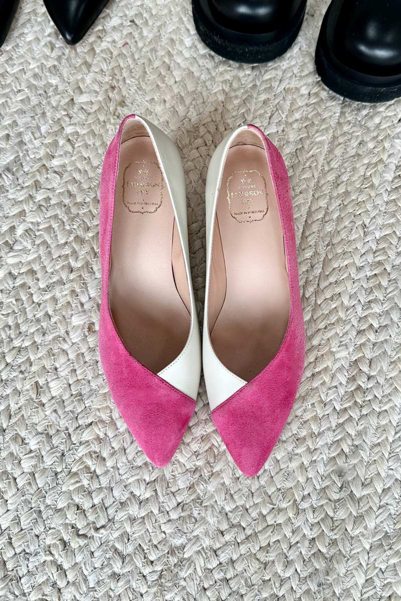 Lou Colorblock Pump - Fandango Pink Suede + White Leather