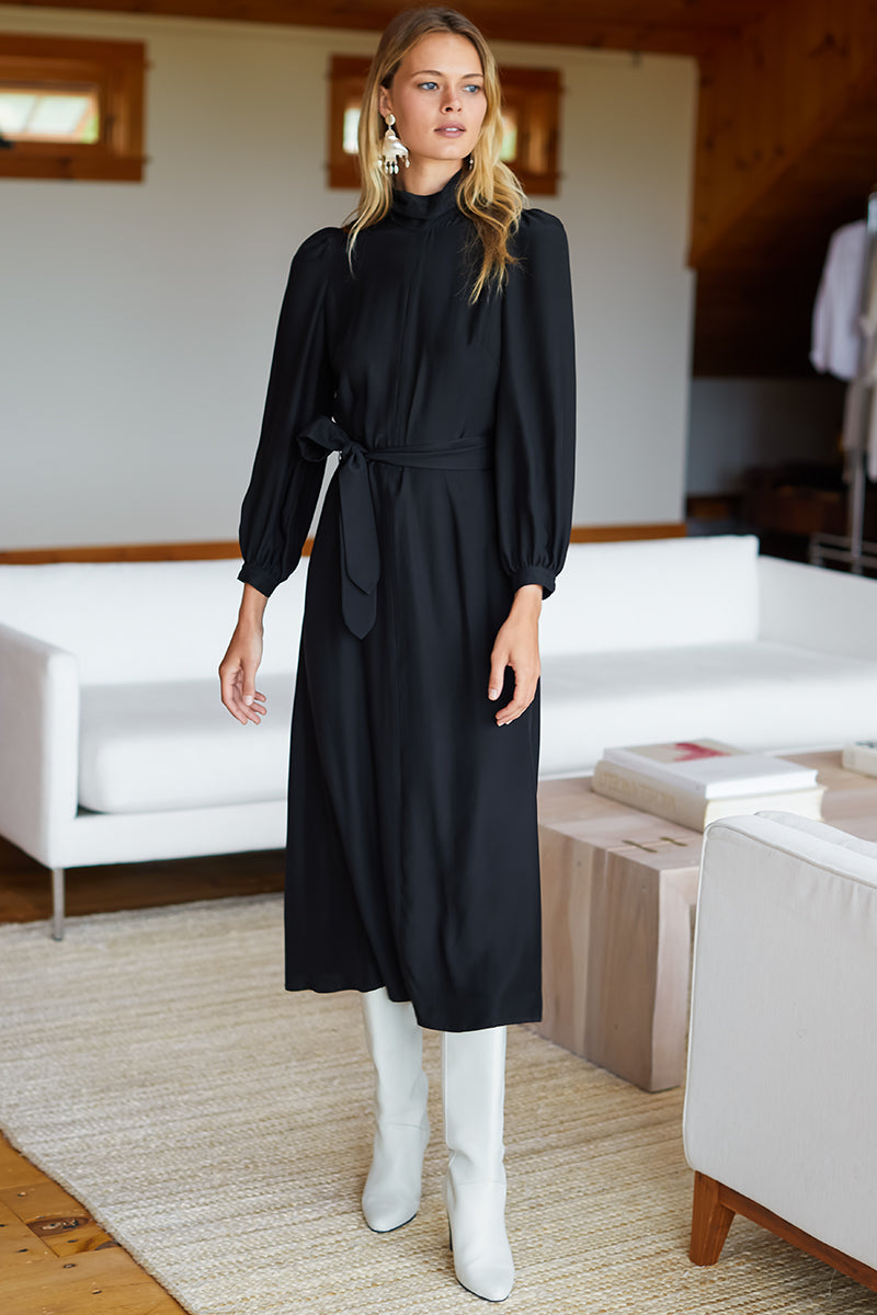 Nina Dress - Black Silk Nina Dress - Black Silk