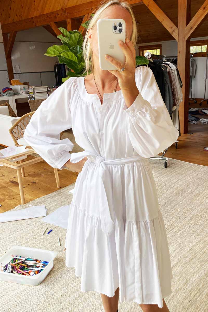 Odette Tier Dress - White Poplin