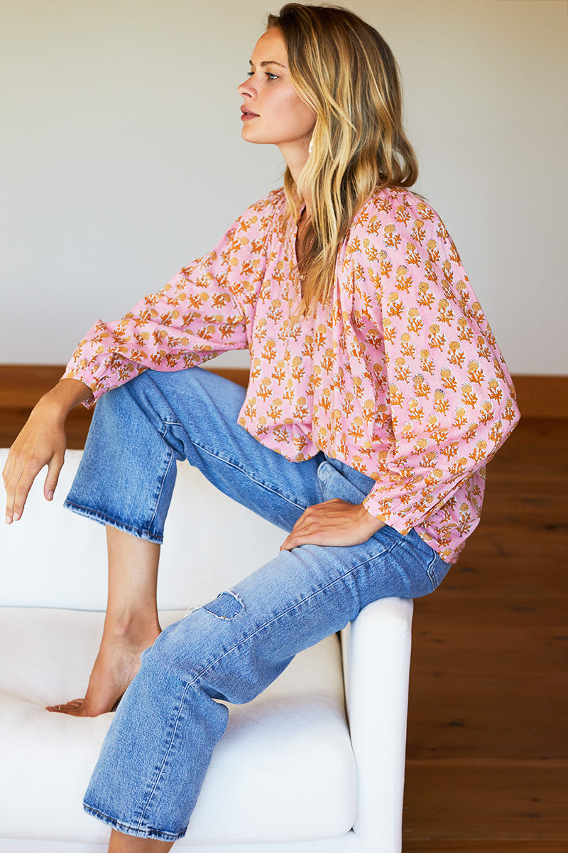 Olympia Shirt - Little Marigolds Pink Organic