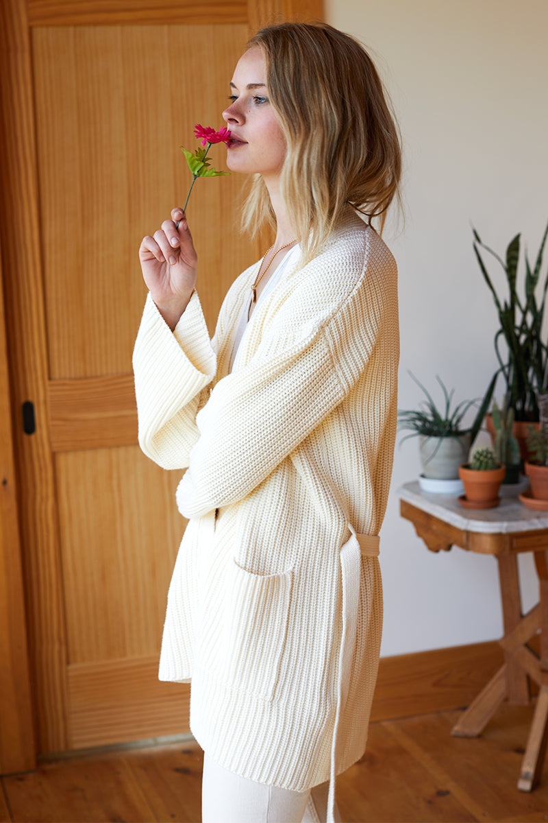 Organic Wrap Sweater Ribbed - Ivory