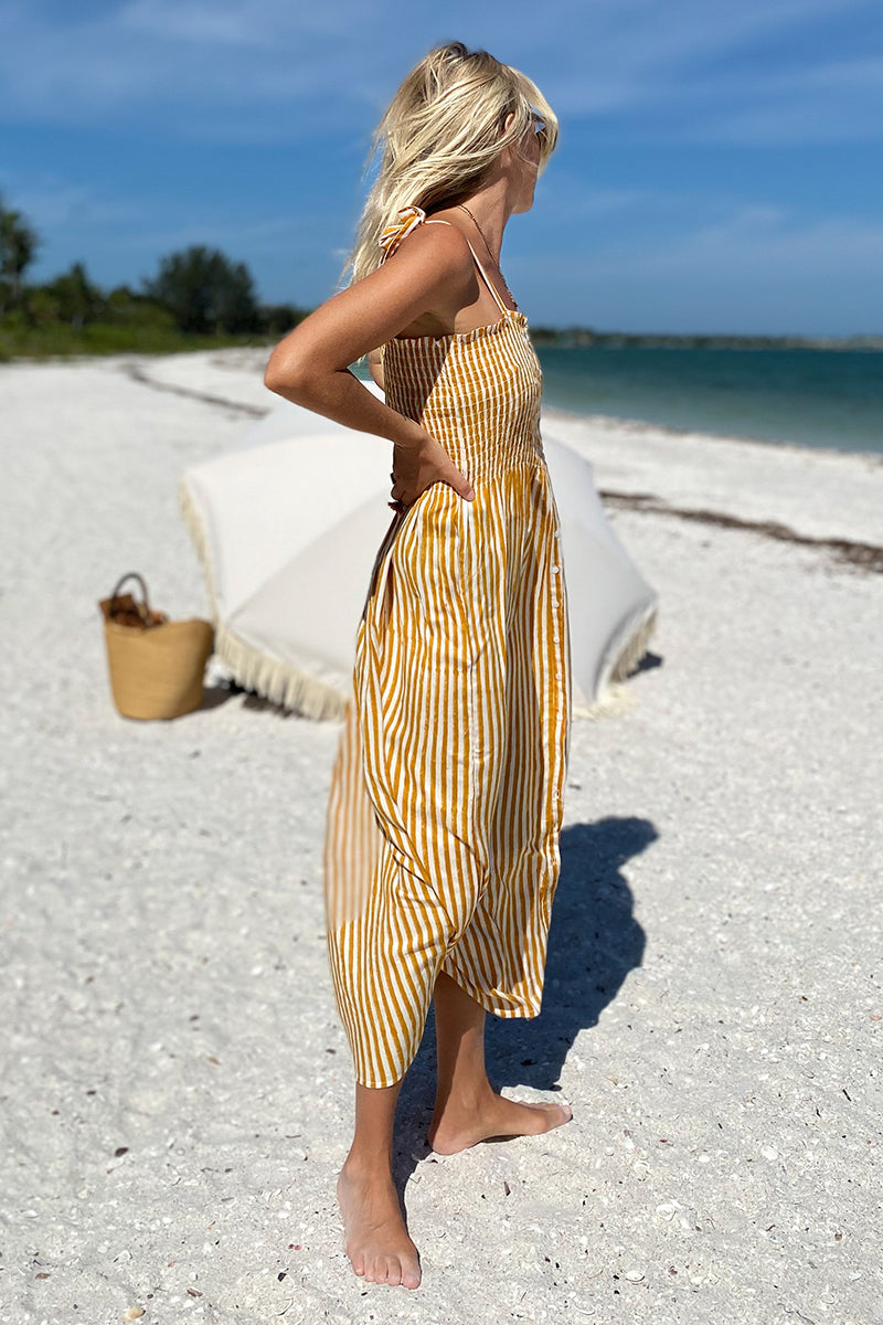 Santiago Sundress - Marigold Stripe