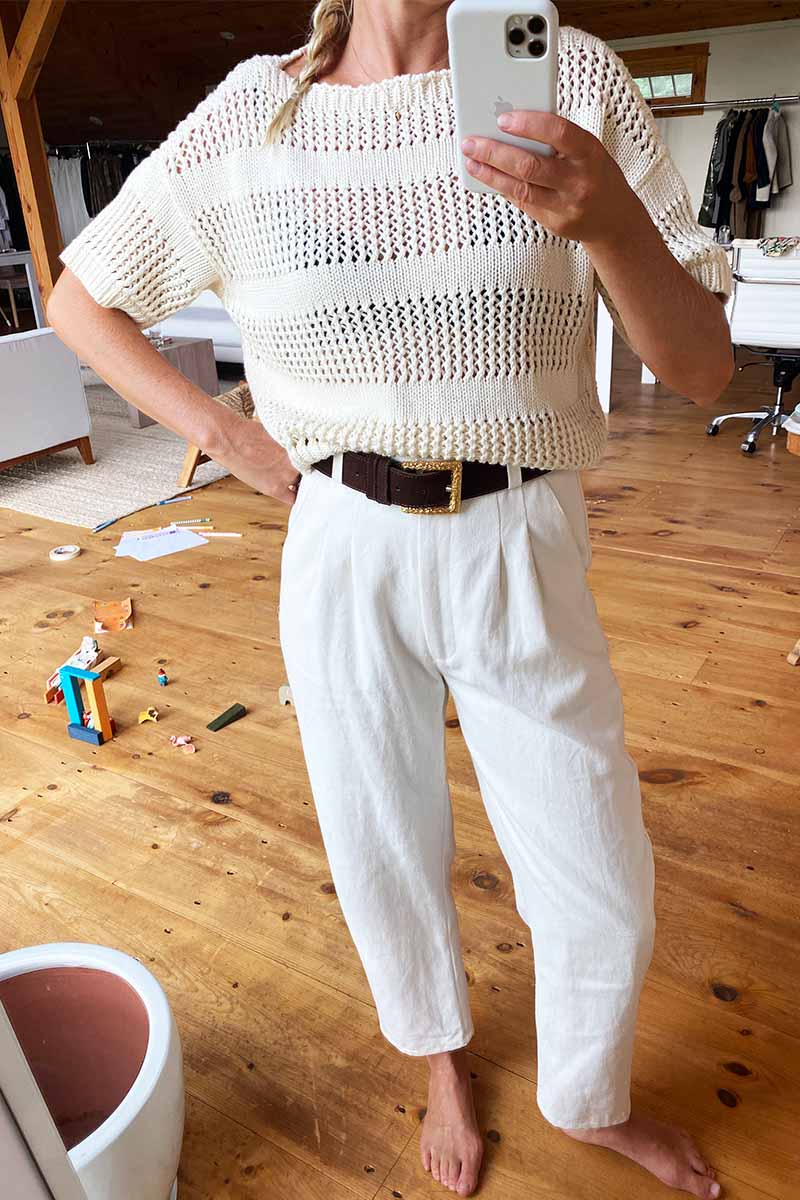 Short Sleeve Sweater - Ivory