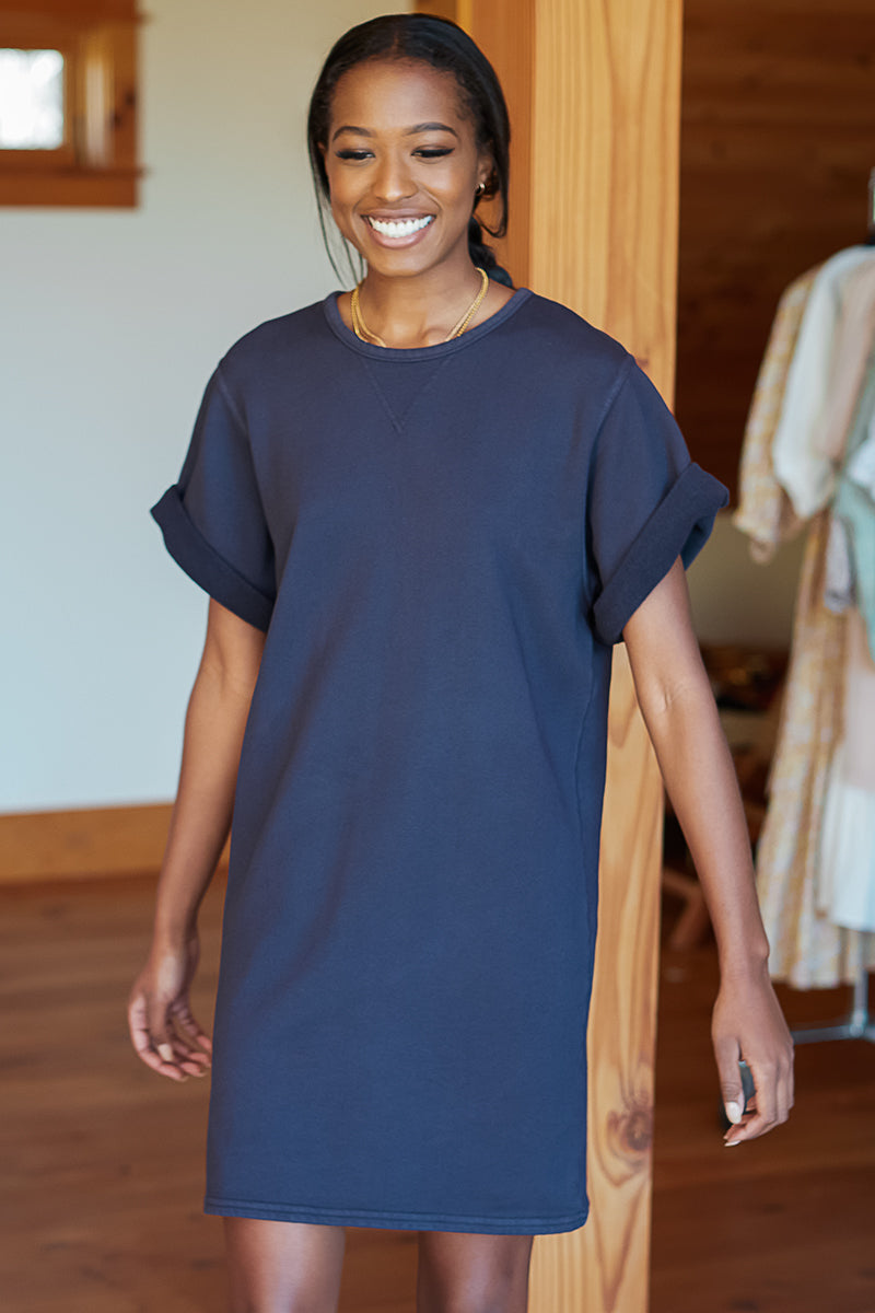 Shorty Sweatshirt Dress Washed Black Organic