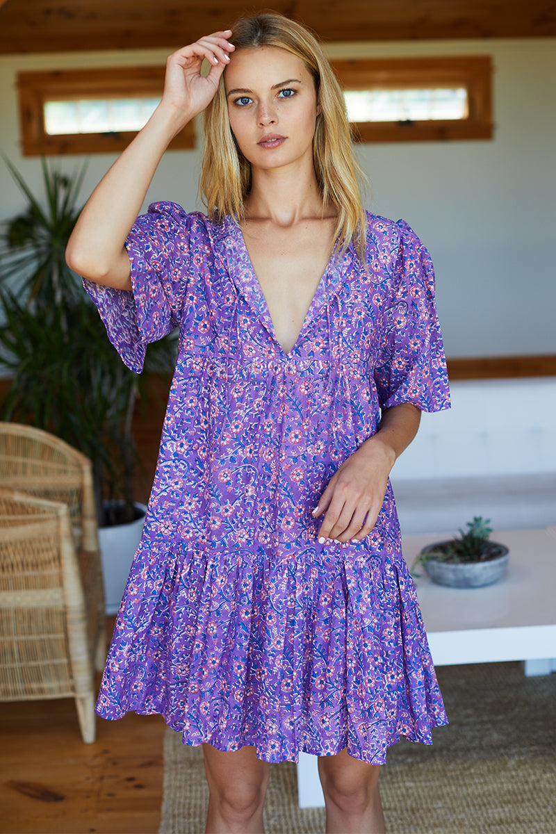 Isla Dress - Violet Wildflower Organic XS/S Isla Dress - Violet Wildflower Organic XS/S