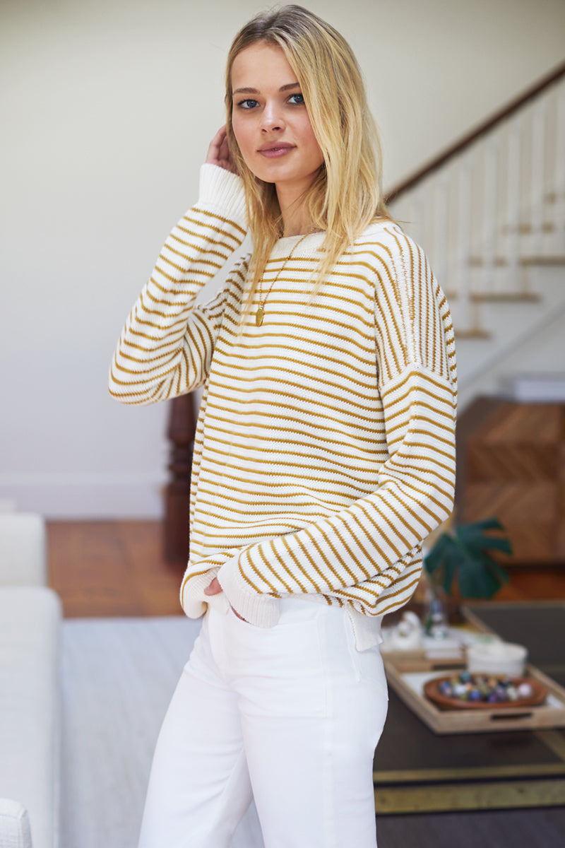 Carolyn Sweater - Marigold Stripe Organic