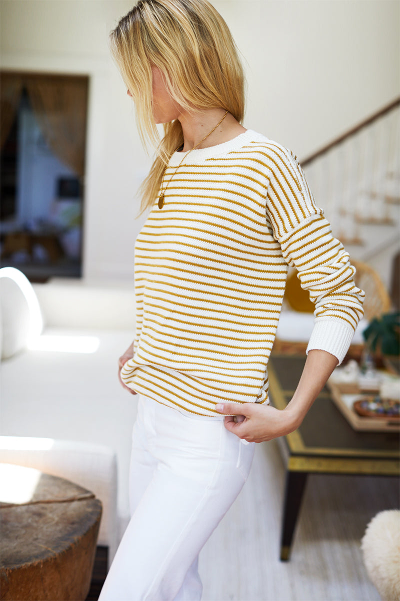 Carolyn Sweater - Marigold Stripe Organic