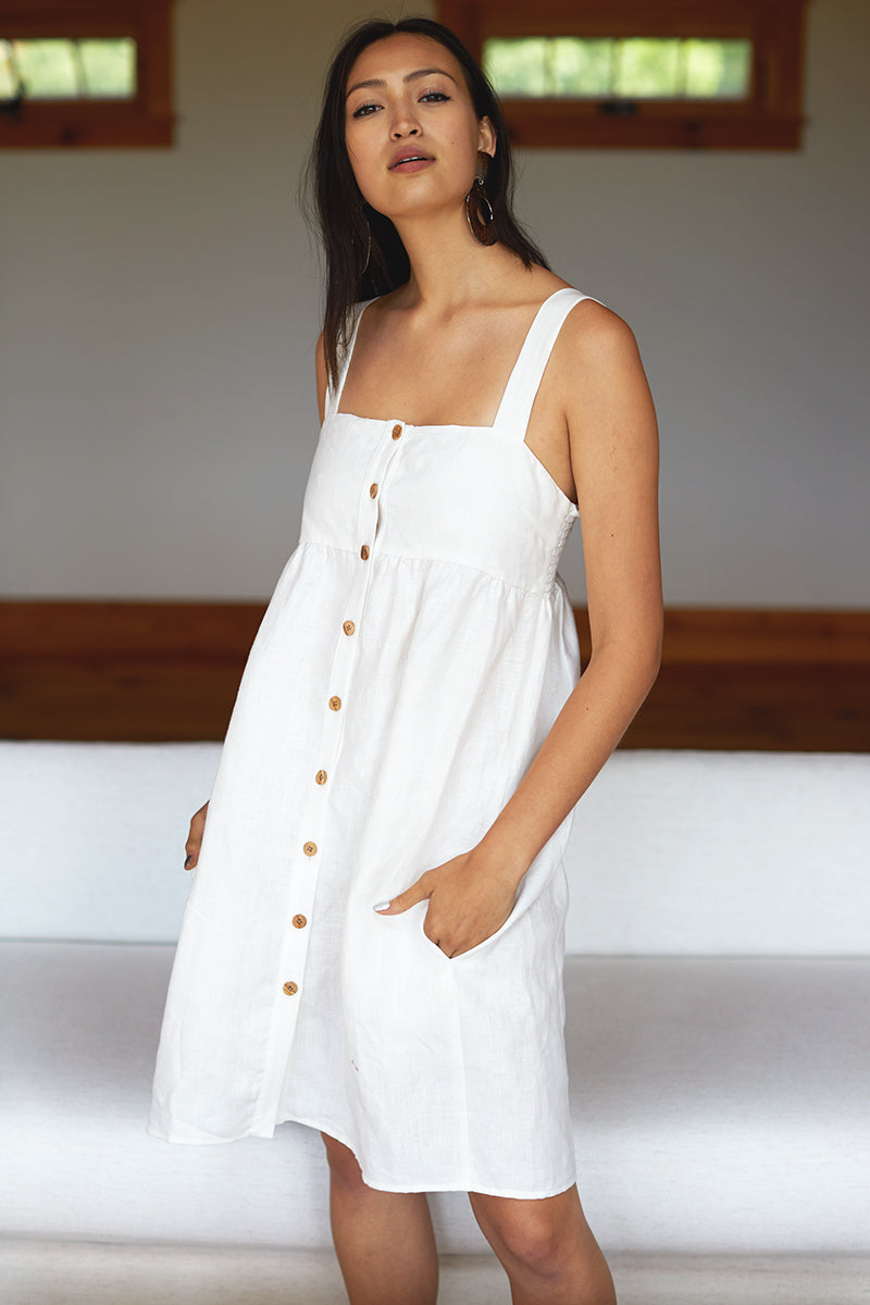 Susie Dress - Salt Linen