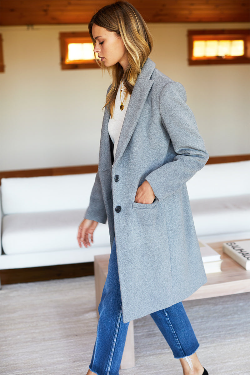 Tailored Coat - Heather Grey Wool Cashmere