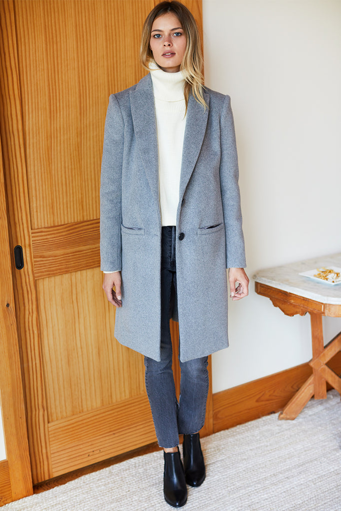Tailored Coat - Heather Grey Wool Cashmere - Emerson Fry