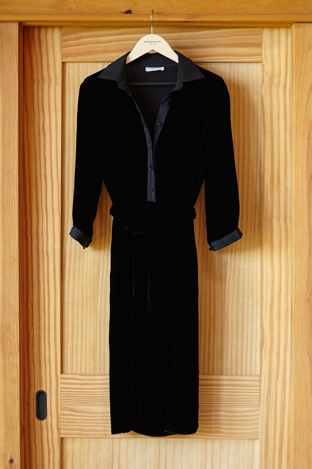 black velvet shirt dress CENDRA shirt dress in velvet woman | BLACK