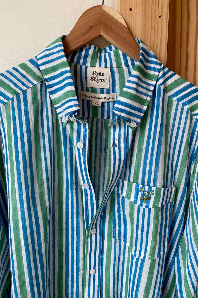 Ryan Shirt - Market Stripe Sea Organic - Emerson Fry