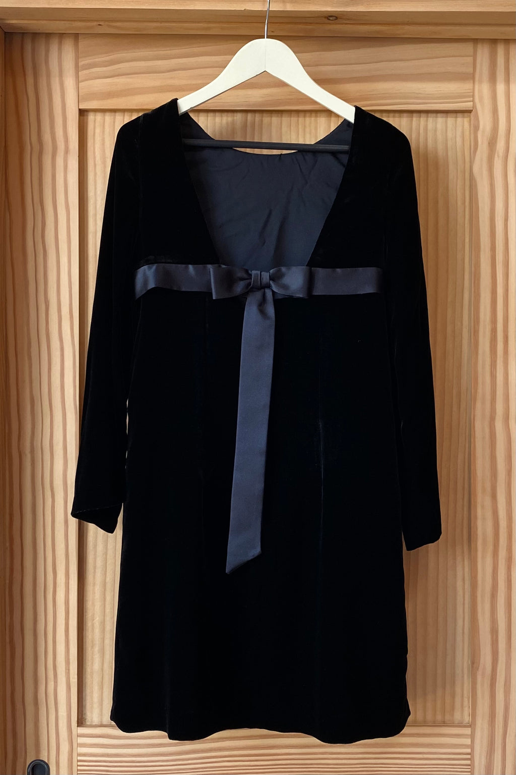 60s Low Back Dress - Black Silk Velvet