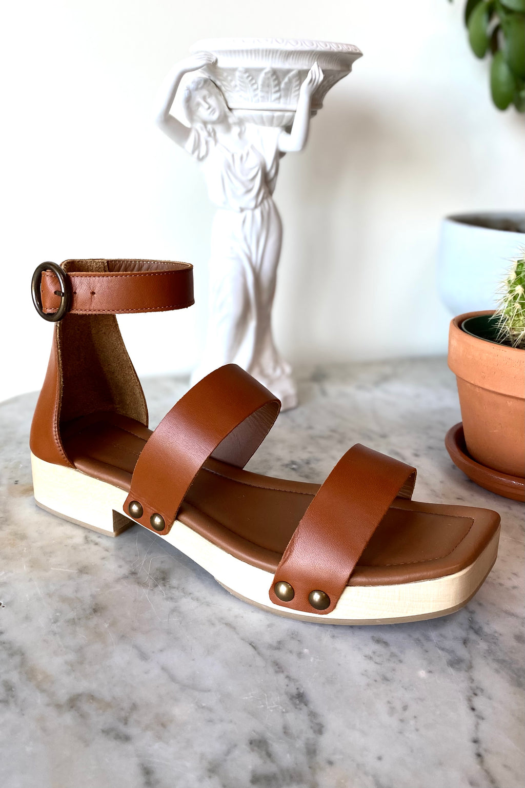 Clog Low Sandal Cognac Leather - Main Image