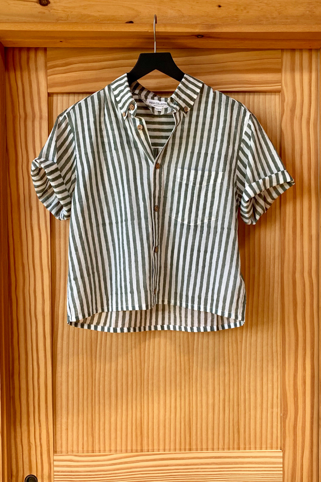 Boxy Shirt - Moss Stripe Lightweight Cotton Organic