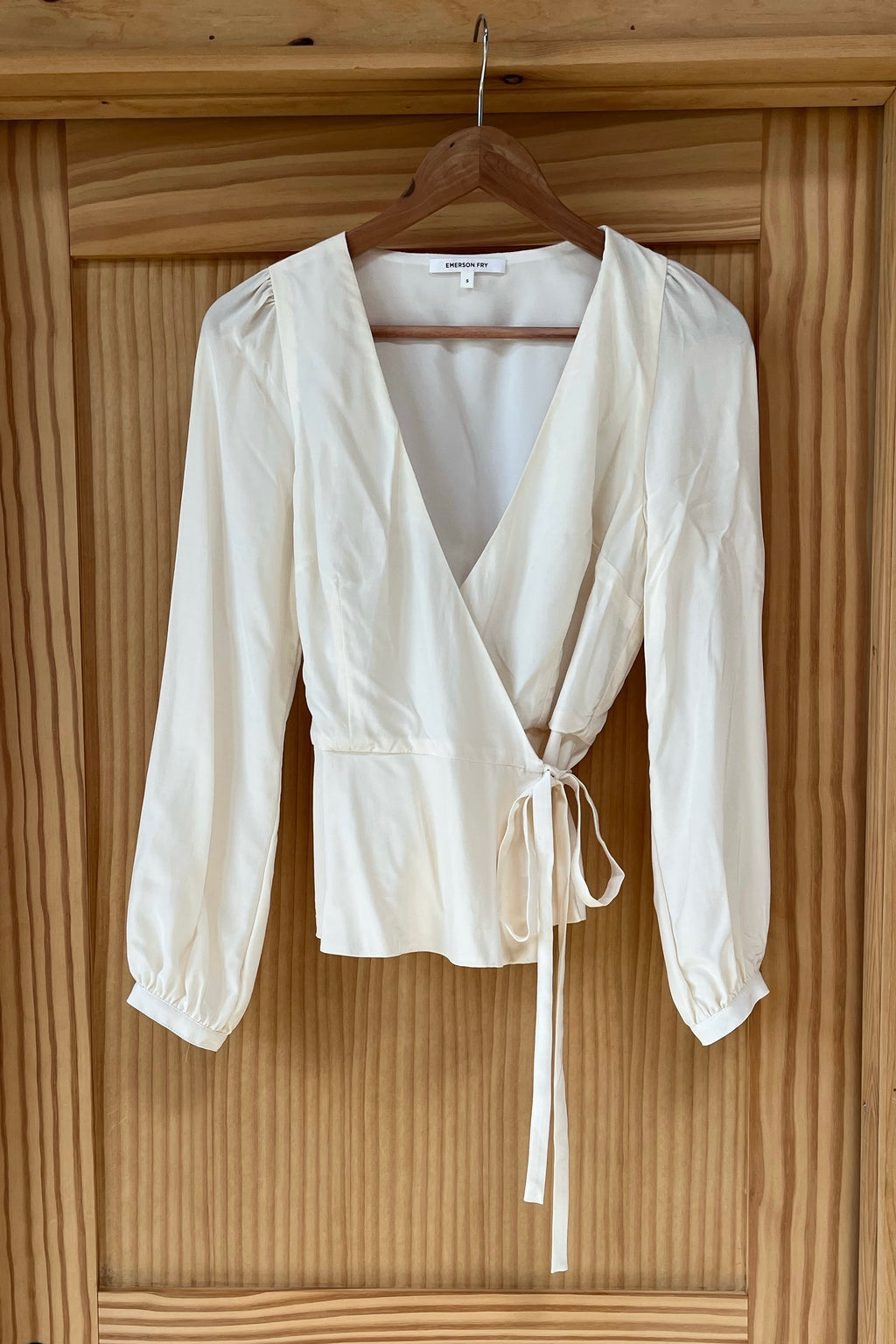 Lou Long Sleeve Wrap Top - Pearled Ivory