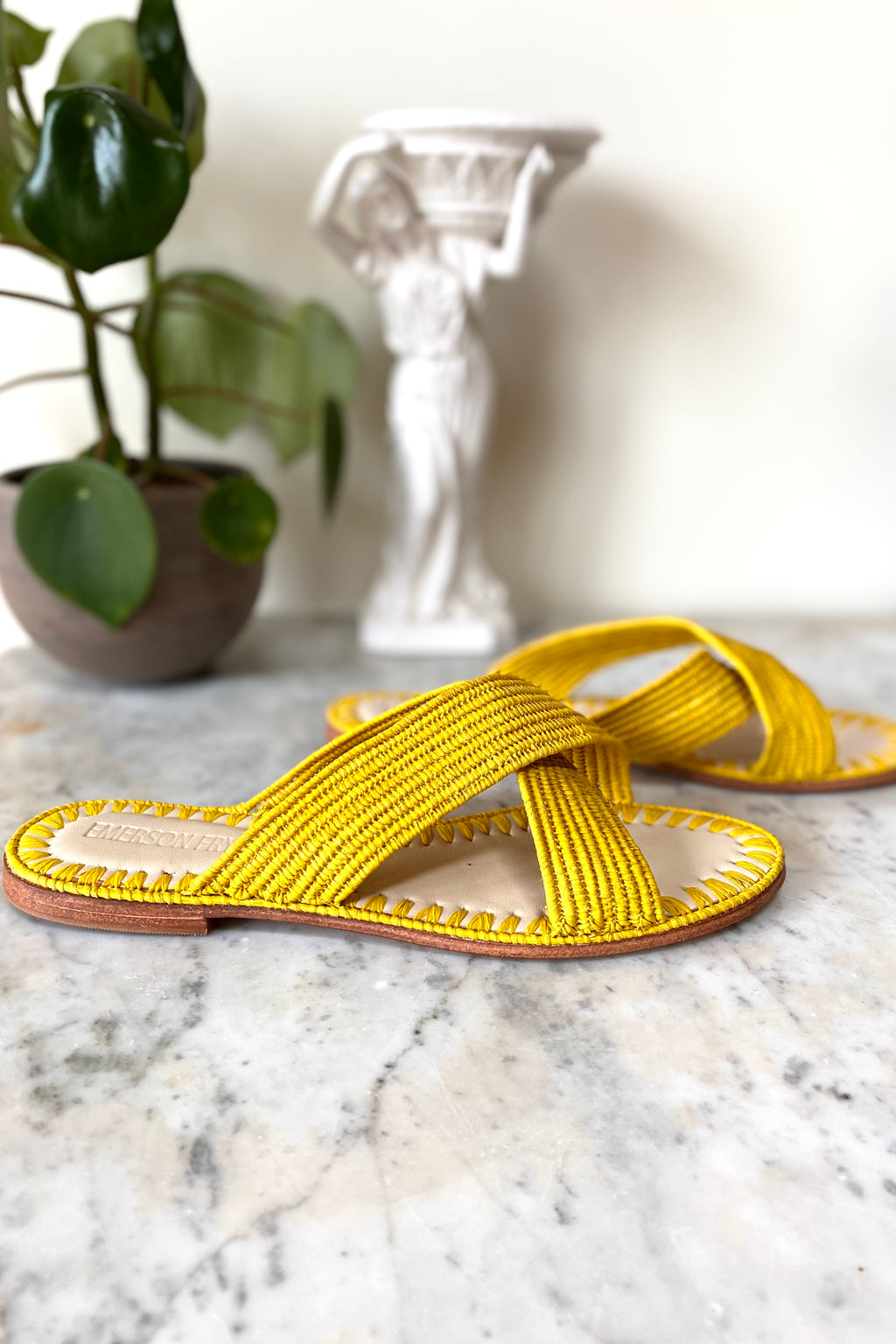 Woven Open Toe Slide Sun Yellow Emerson Fry