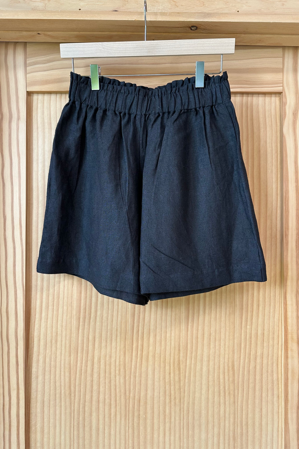 Pull On Shorts - Jet Black Linen