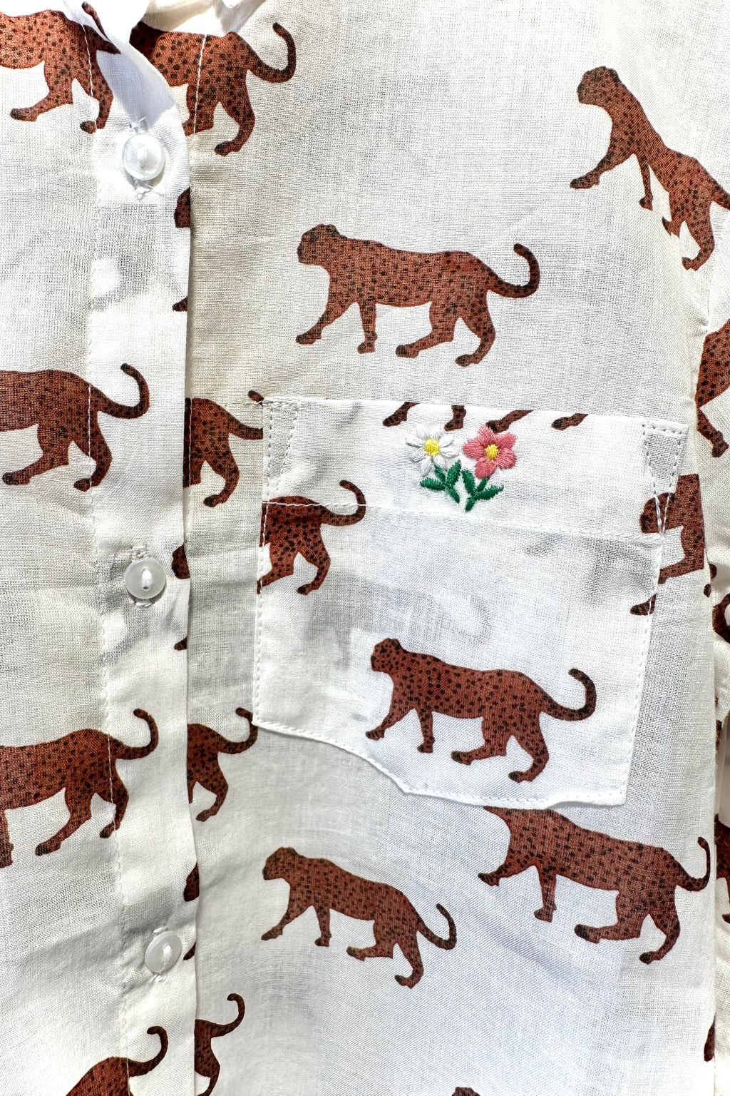Little Fry Papa's Shirt - Ivory Cheetah Organic