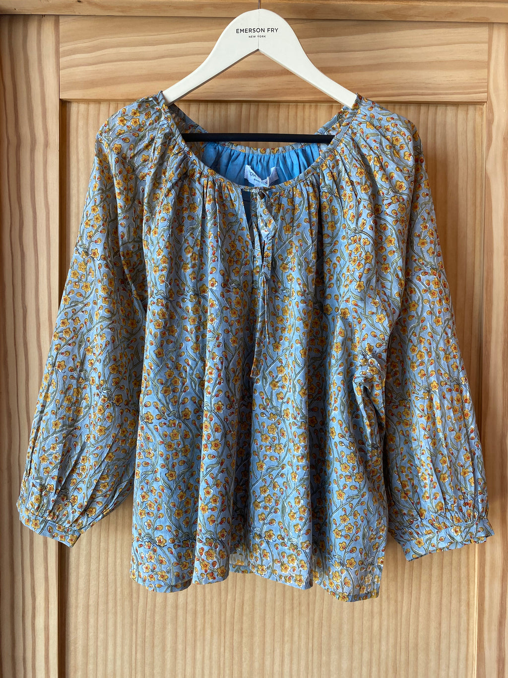 Lucy Blouse - Friendship Flowers Blue Organic