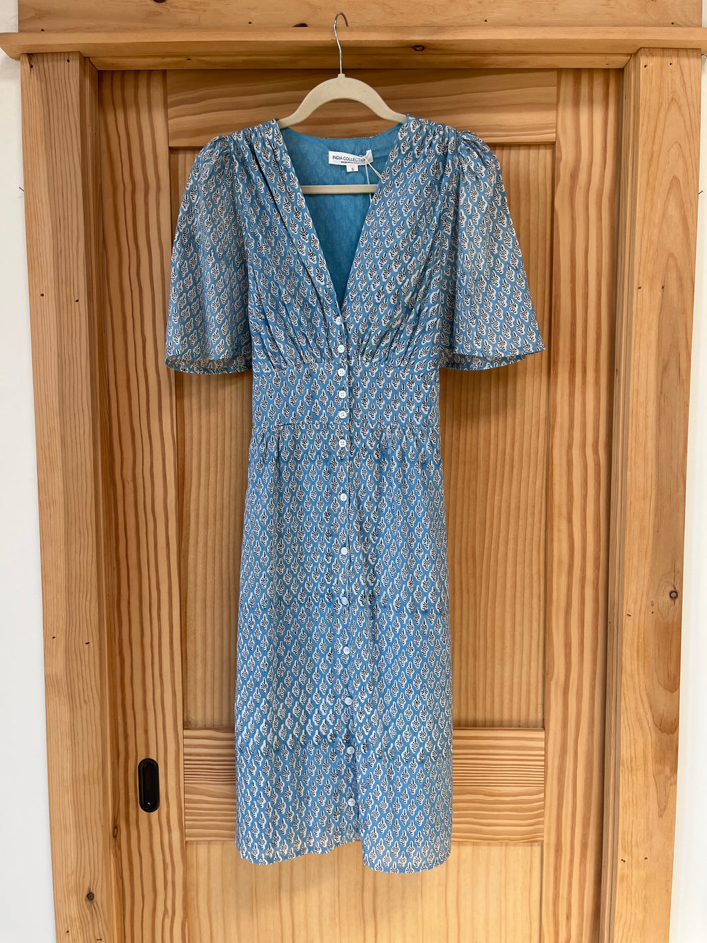 Mama's 30s Dress - Harlow Flowers Blue Organic