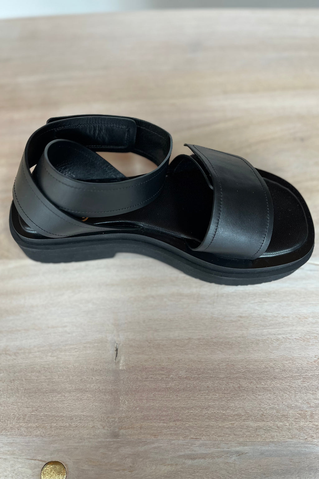 Cross Platform Sandal - Black Leather
